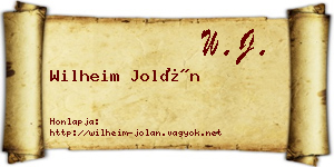 Wilheim Jolán névjegykártya