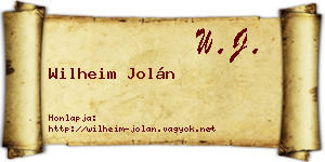 Wilheim Jolán névjegykártya